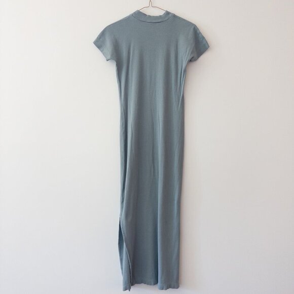 Club Monaco Tea Dyed Mock Neck Rib Maxi Dress with Stretch, Size XXS - Picture 4 of 7